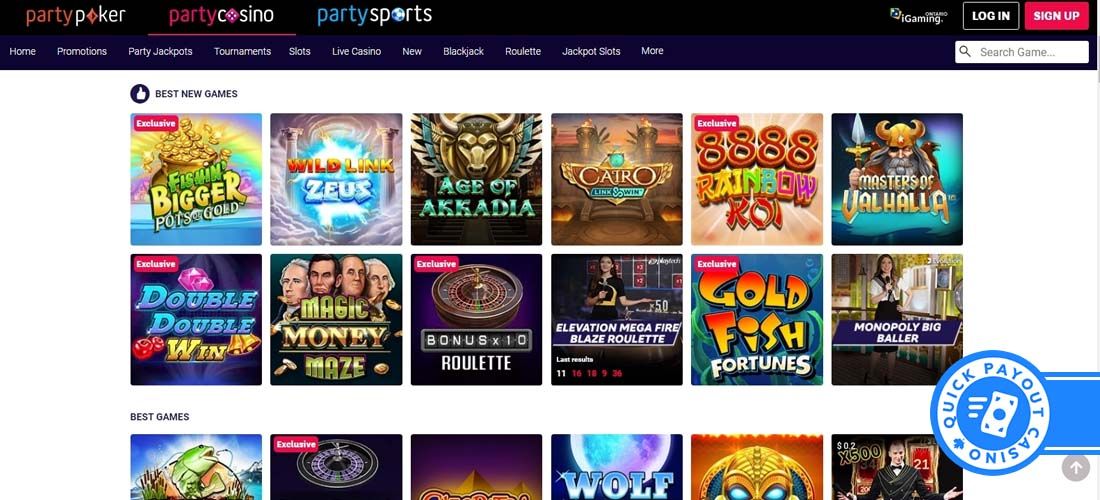 Party casino fast payout