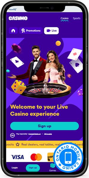 Mobile screenshot of the Casumo Casino main page