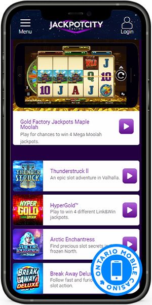Mobile screenshot of the Jackpotcity Casino main page