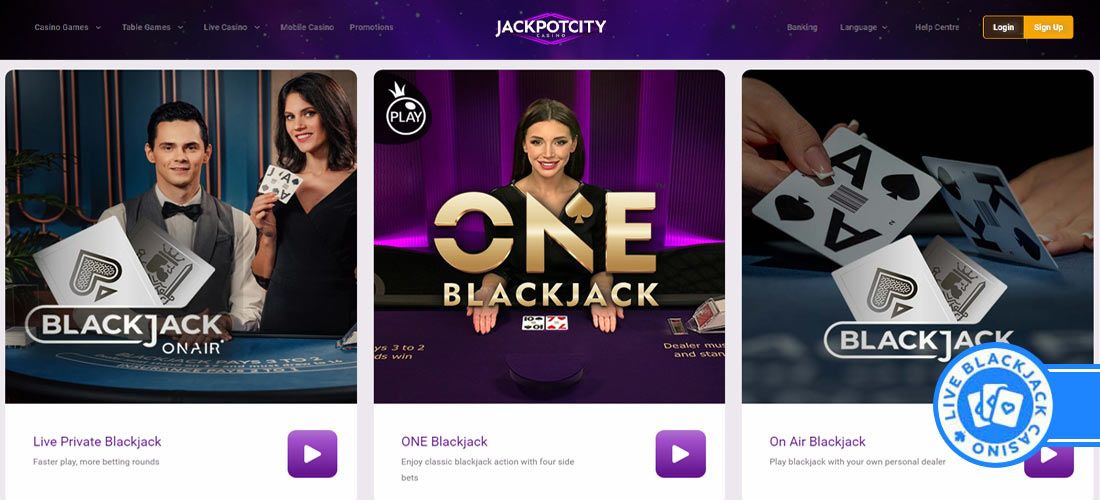 JackpotCity Casino Live Blackjack page