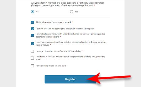 Accept Terms and Privacy Policy and click on the “Register” button