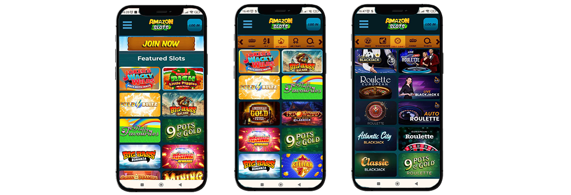 AmazonSlots casino mobile screen