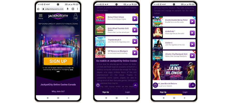 JackpotCity Casino Mobile Applications