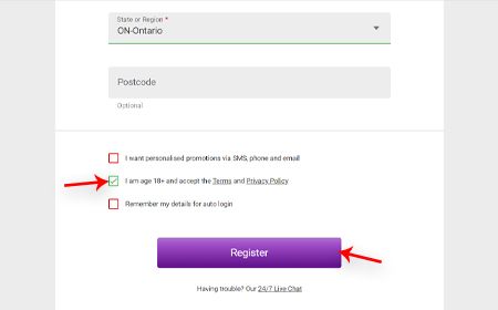 Accept the Terms and Privacy Policy and click on the “Register” button
