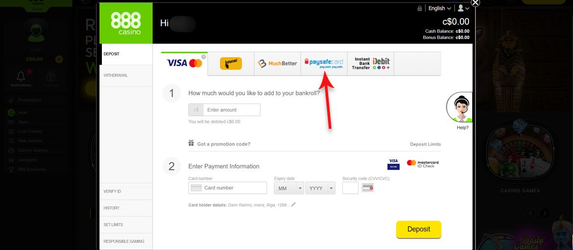 How to Make a Deposit Using Paysafecard? - Step 3