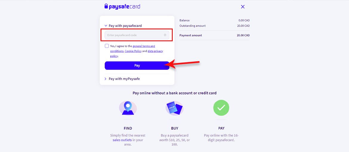 How to Make a Deposit Using Paysafecard? - Step 5